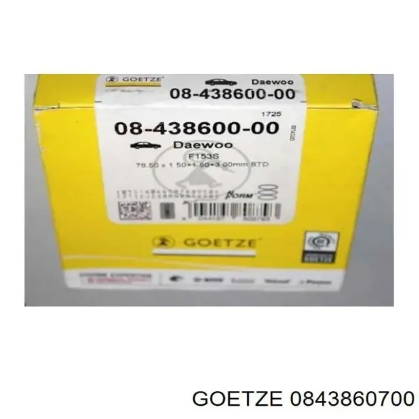 Anéis do pistão para 1 cilindro, 2ª reparação ( + 0,50) 0843860700 Goetze