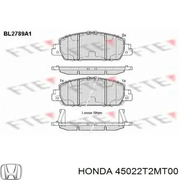 Sapatas do freio dianteiras de disco 45022T2MT00 Honda