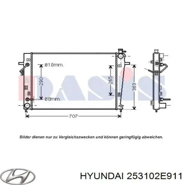 Radiador de esfriamento de motor 253102E911 Hyundai/Kia