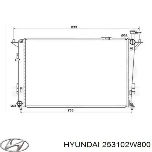 Radiador de esfriamento de motor 253102W800 Hyundai/Kia