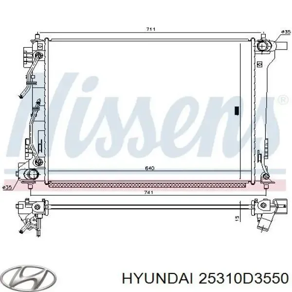 Radiador de esfriamento de motor 25310D3550 Hyundai/Kia