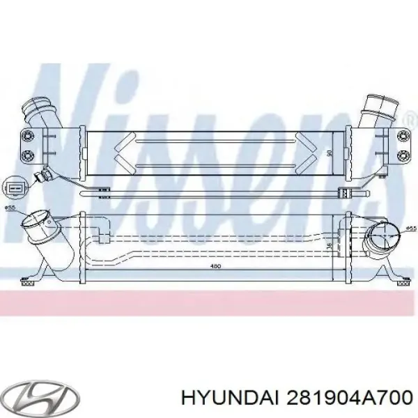Radiador de intercooler 281904A700 Hyundai/Kia