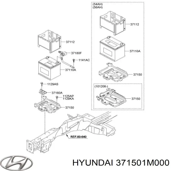 Cárter de bateria recarregável (PILHA) 371501M000 Hyundai/Kia