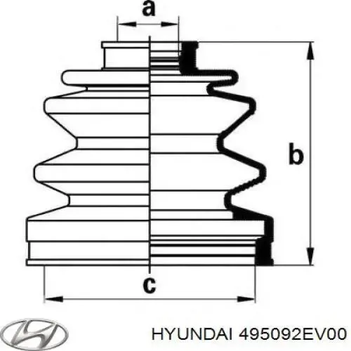 Bota de proteção externa de junta homocinética do semieixo dianteiro 495092EV00 Hyundai/Kia