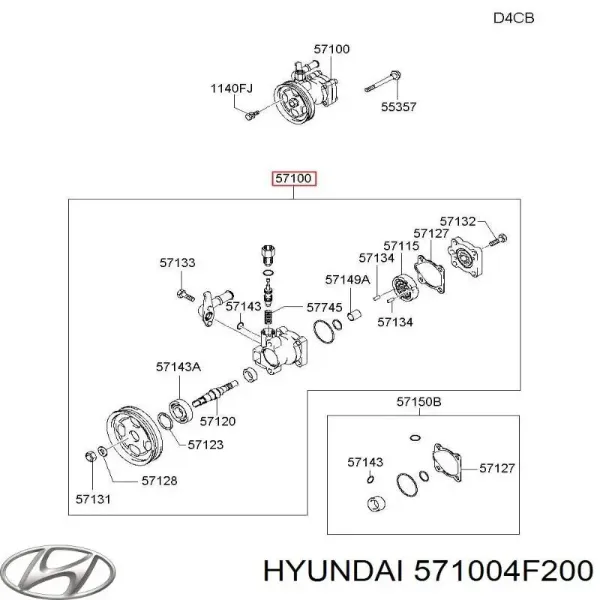 Bomba da Direção hidrâulica assistida 571004F200 Hyundai/Kia