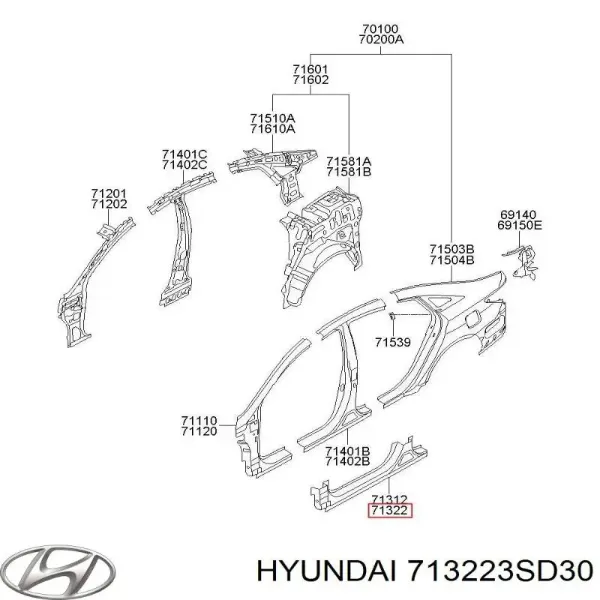 Acesso externo direito Hyundai Sonata VI