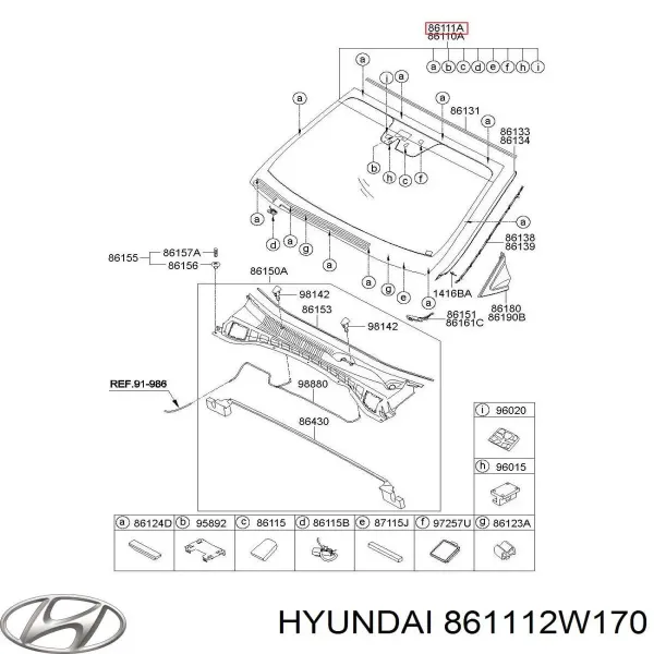 Pára-brisas 861112W170 Hyundai/Kia