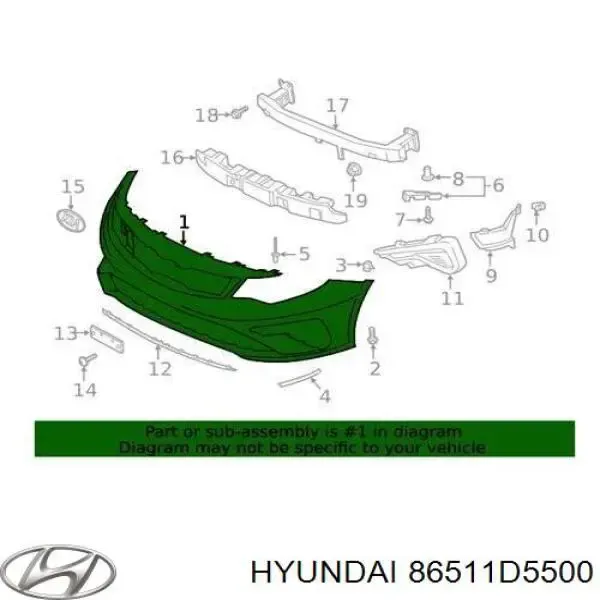 Pára-choque dianteiro 86511D5500 Hyundai/Kia
