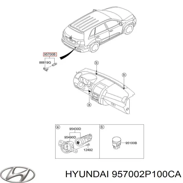 Sensor traseiro de sinalização de estacionamento (sensor de estacionamento) 957002P100CA Hyundai/Kia