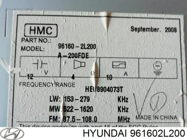  961602L200 Hyundai/Kia
