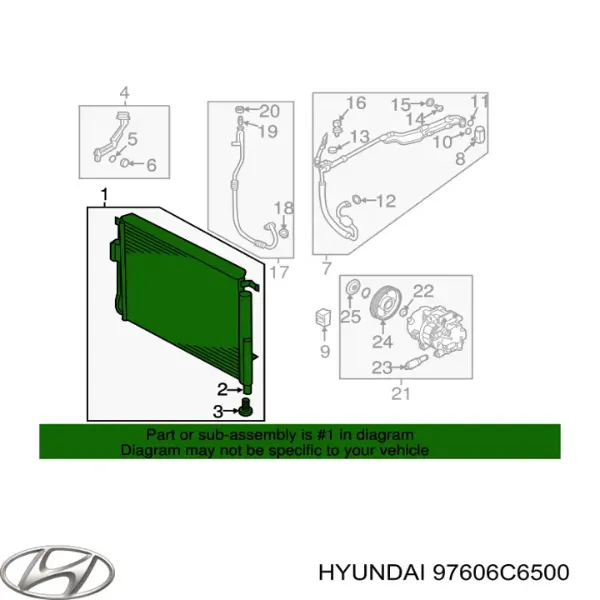 Radiador de aparelho de ar condicionado 97606C6500 Hyundai/Kia
