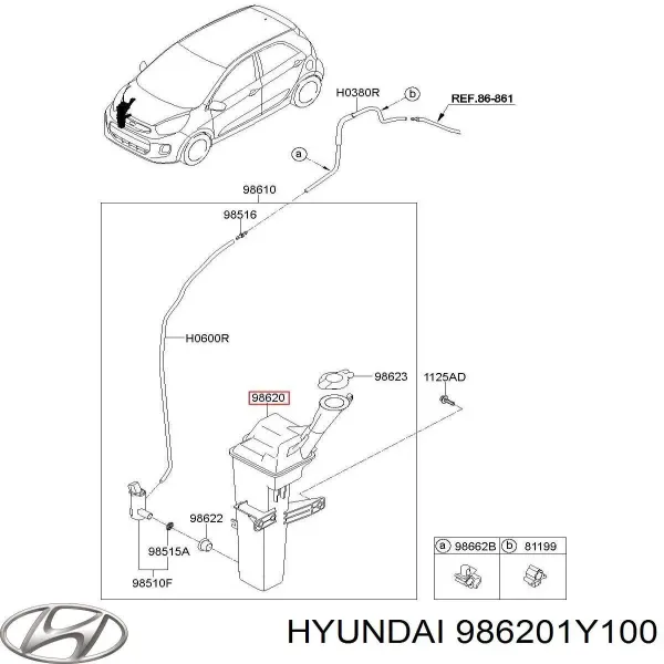 Tanque de fluido para lavador de vidro KIA Picanto II hatchback (TA) (2011 - 2018) preço, a partir de
