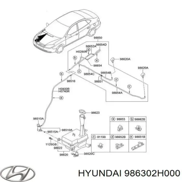 Injetor esquerdo de fluido para lavador de pára-brisas 986302H000 Hyundai/Kia
