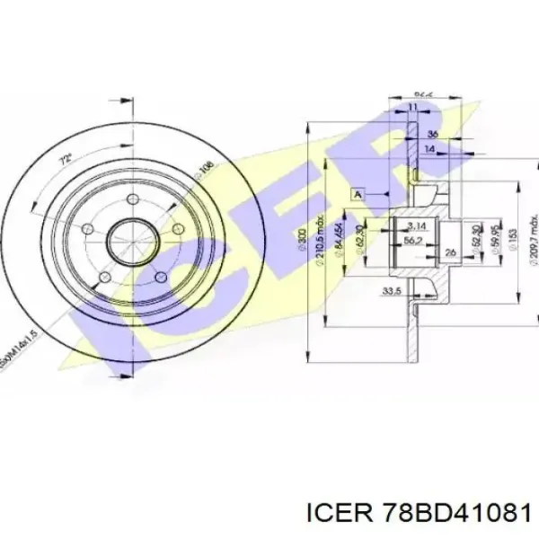 Disco do freio traseiro 78BD41081 Icer