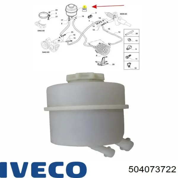 Tanque de bomba da Direção hidrâulica assistida 504073722 Iveco