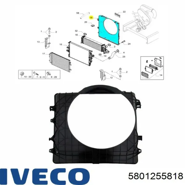 Difusor do radiador de esfriamento 5801255818 Iveco