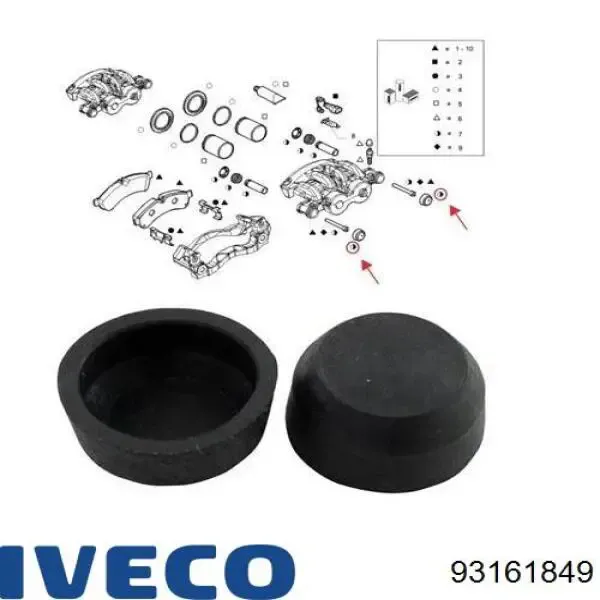 Kit de reparação de suporte do freio dianteiro 93161849 Iveco