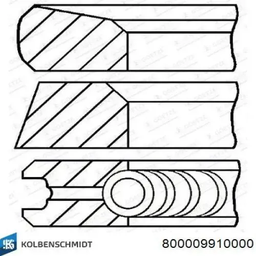 Anéis do pistão para 1 cilindro, STD. 800009910000 Kolbenschmidt