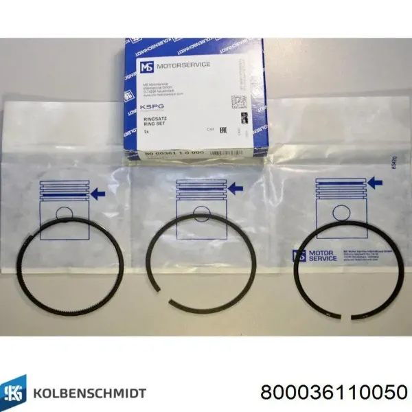 Anéis do pistão para 1 cilindro, 2ª reparação ( + 0,50) 800036110050 Kolbenschmidt