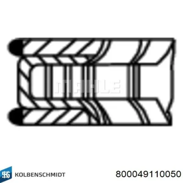 Anéis do pistão para 1 cilindro, 2ª reparação ( + 0,50) 800049110050 Kolbenschmidt