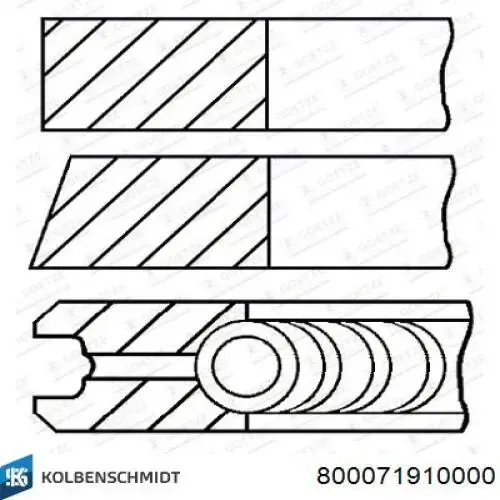 Anéis do pistão para 1 cilindro, STD. 800071910000 Kolbenschmidt