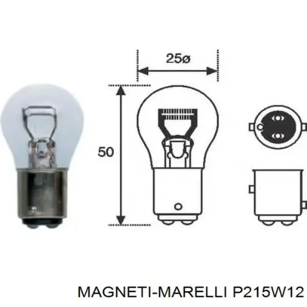 Lâmpada Magneti Marelli P215W12 preço, a partir de