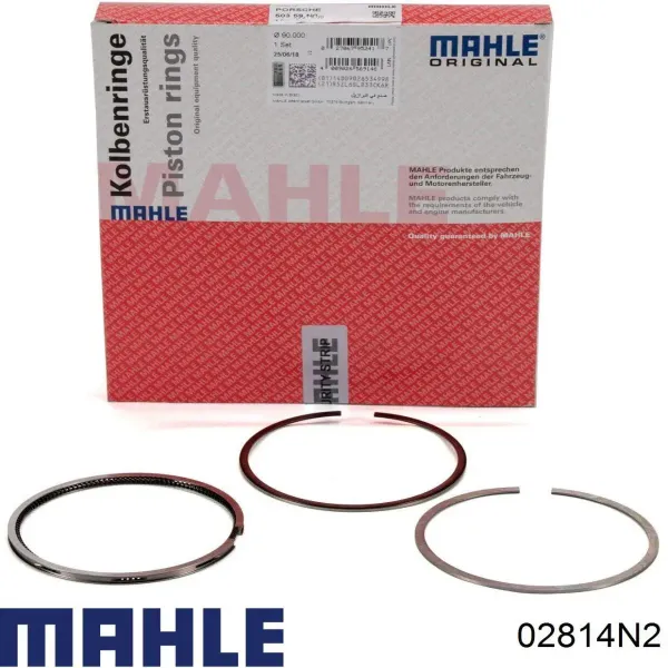 Anéis do pistão para 1 cilindro, 2ª reparação ( + 0,50) 02814N2 Mahle Original