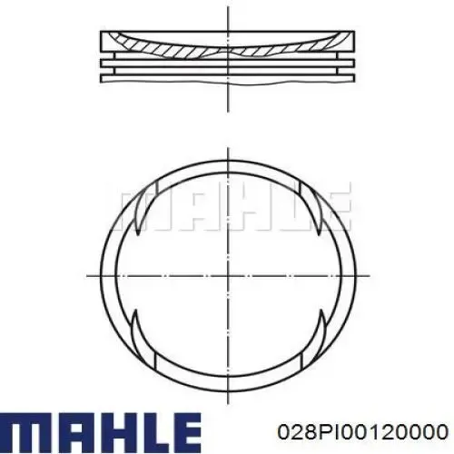 Pistão do kit para 1 cilindro, STD 028PI00120000 Mahle Original