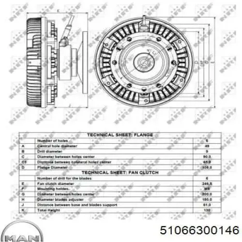 Acoplamento viscoso de ventilador de esfriamento 51066300146 MAN