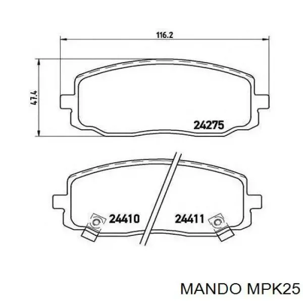 Sapatas do freio dianteiras de disco MPK25 Mando