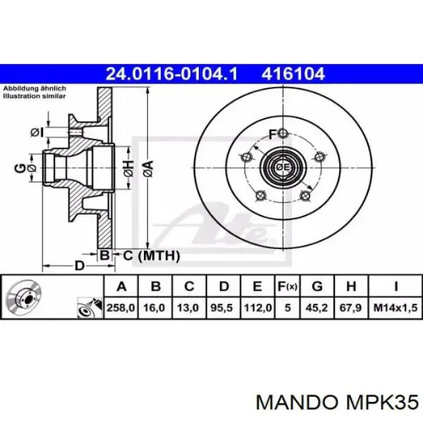 Sapatas do freio traseiras de disco MPK35 Mando