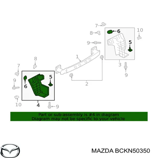 Protetor de lama traseiro esquerdo BCKN50350 Mazda