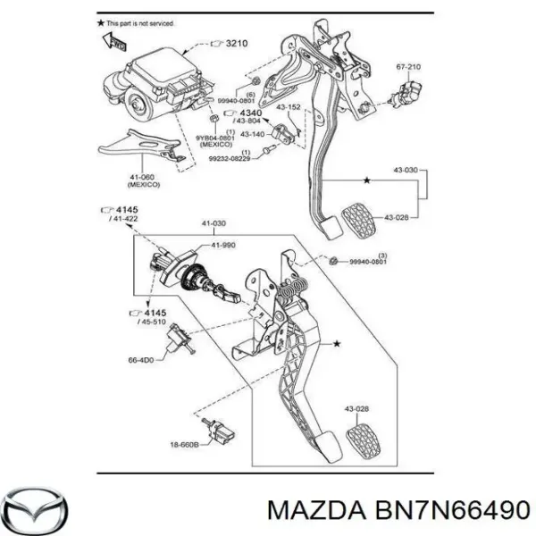 Sensor de ativação do sinal de parada BN7N66490 Mazda