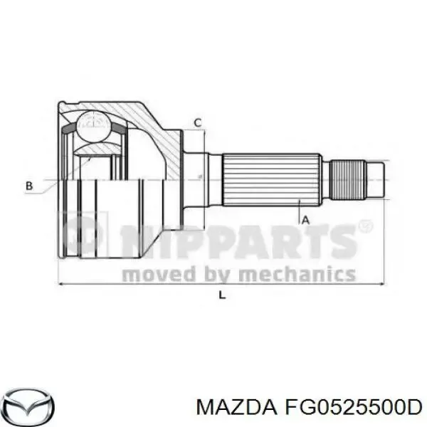 Semieixo (acionador) dianteiro direito FG0525500D Mazda