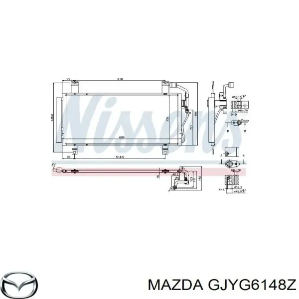 Radiador de aparelho de ar condicionado GJYG6148Z Mazda