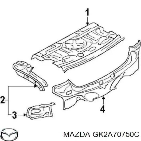GK2A70750C Mazda Painel traseiro da seção de bagagem