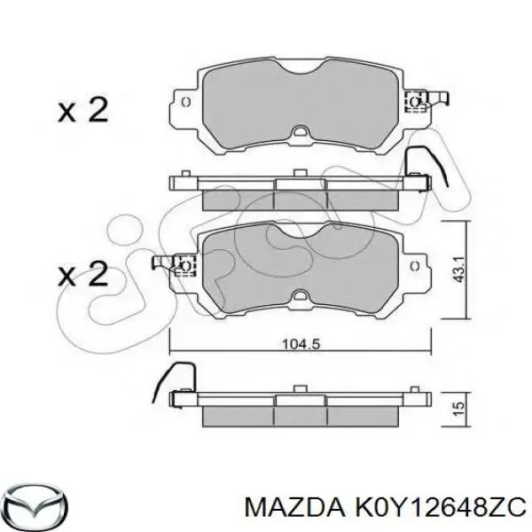 Sapatas do freio traseiras de disco Mazda K0Y12648ZC preço, a partir de