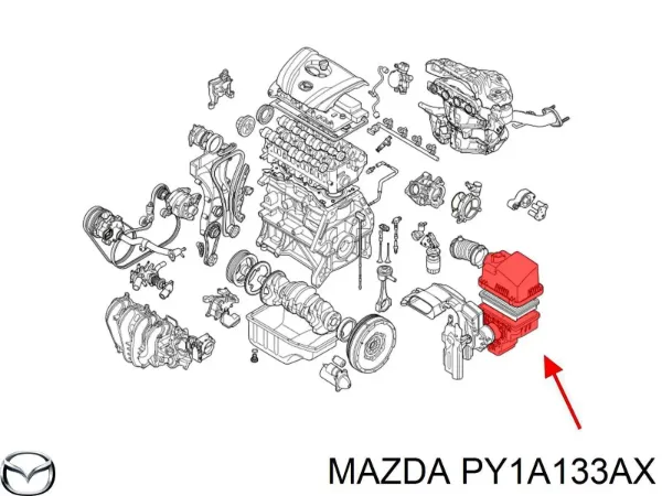 Caixa de filtro de ar, parte superior PY1A133AX Mazda