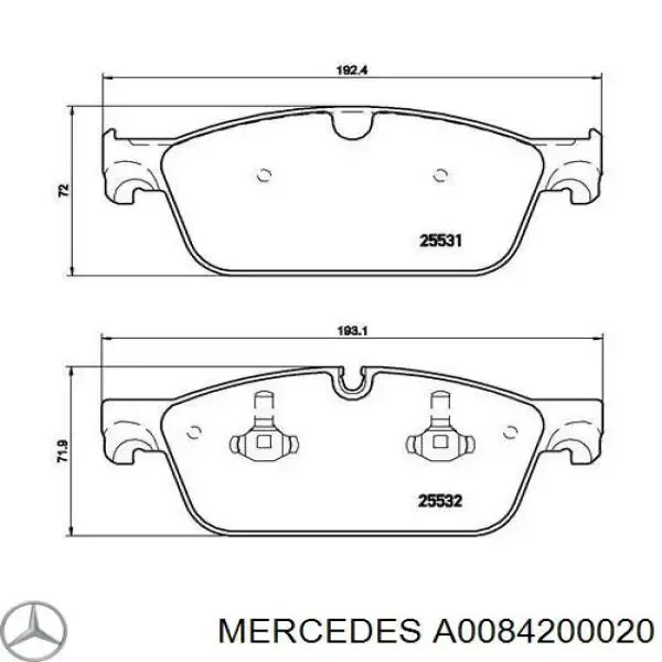 Sapatas do freio dianteiras de disco A0084200020 Mercedes