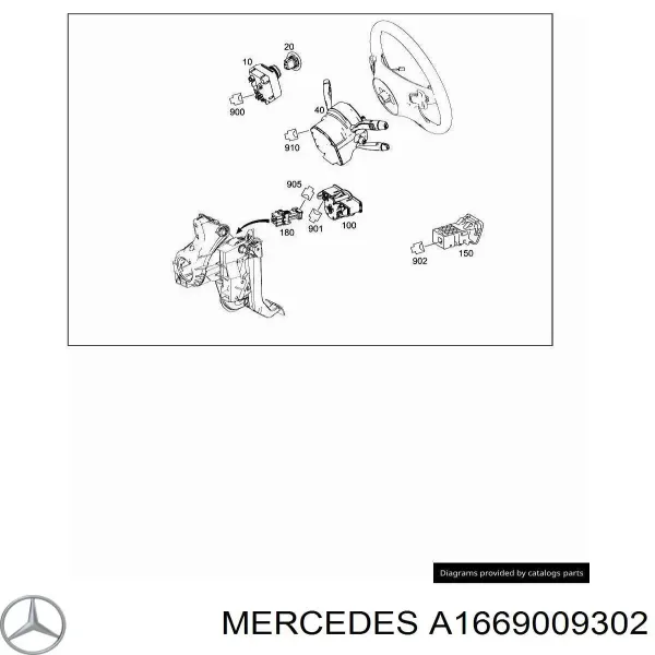 Comutador instalado na coluna da direção, montado A1669009302 Mercedes