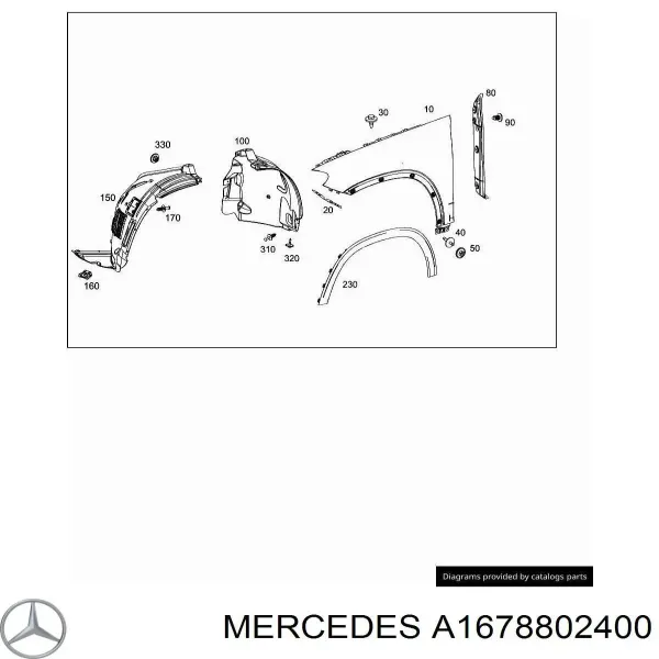 Pára-lama dianteiro direito A1678802400 Mercedes