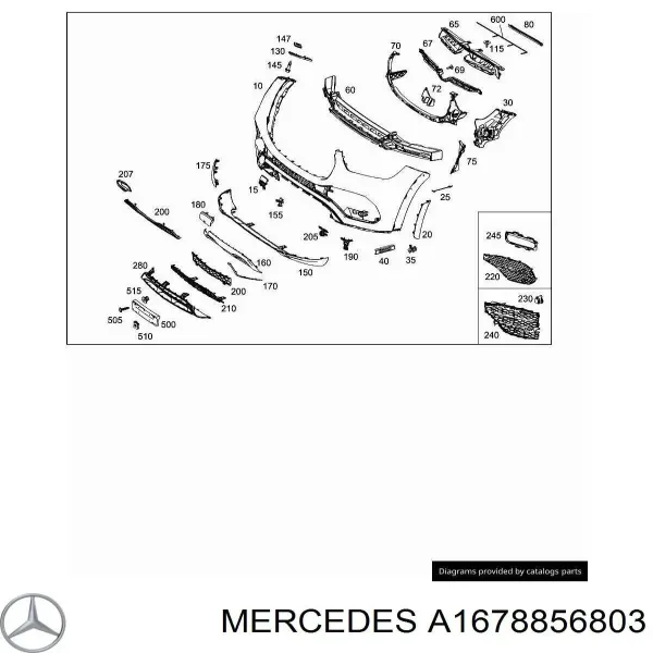 Placa sobreposta do pára-choque dianteiro A1678856803 Mercedes