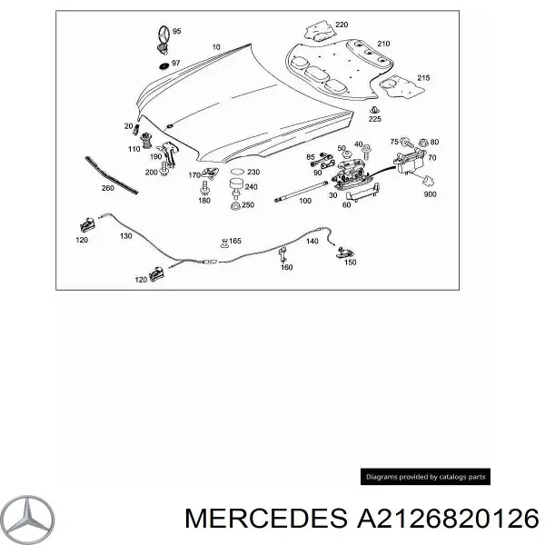Isolamento de ruído da capota A2126820126 Mercedes