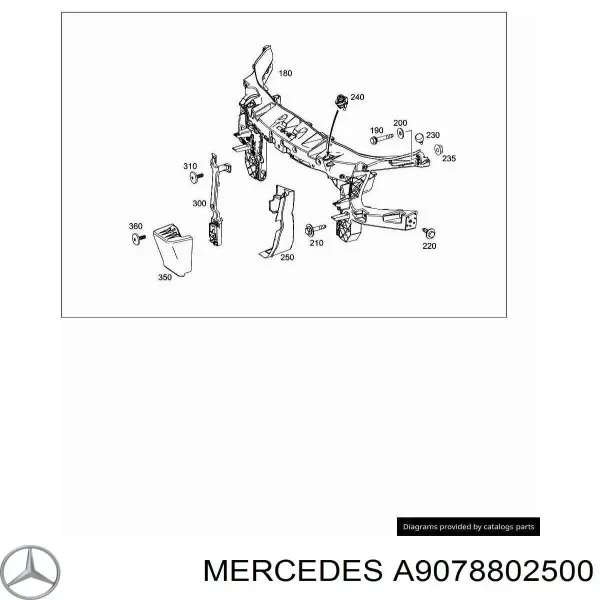Consola do pára-choque dianteiro direito A9078802500 Mercedes