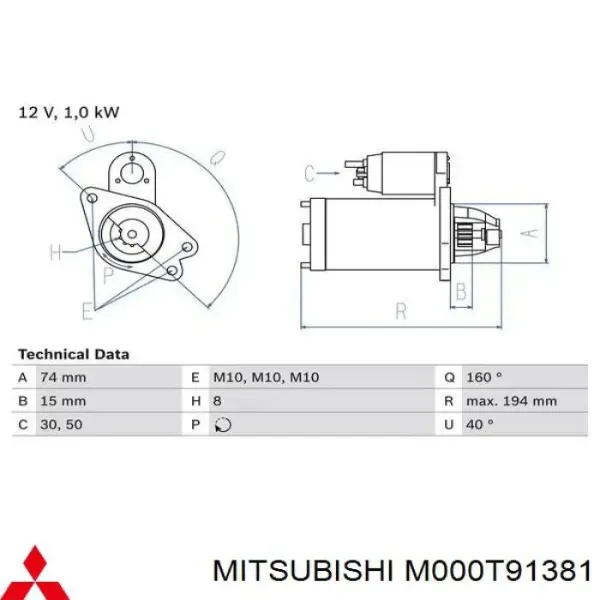 Motor de arranco M000T91381 Mitsubishi