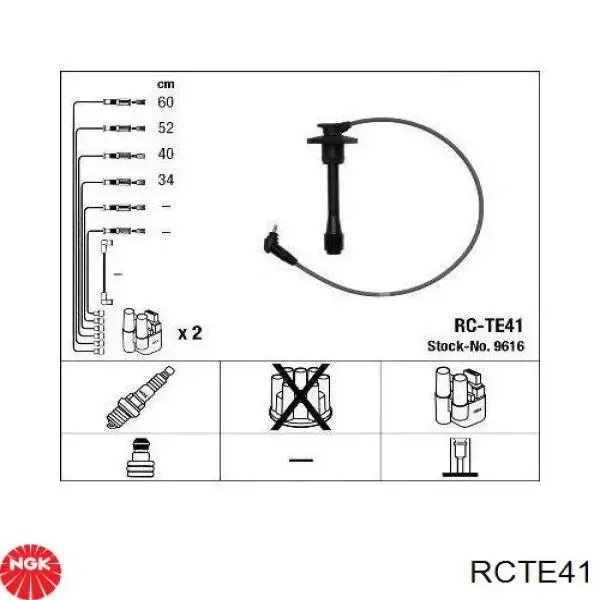 Fios de alta voltagem, kit RCTE41 NGK