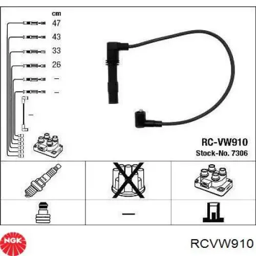 Fios de alta voltagem, kit RCVW910 NGK