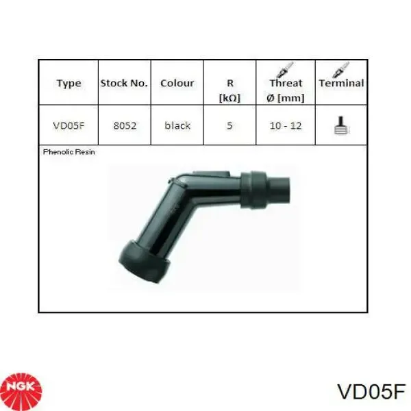 Ponta da vela de ignição VD05F NGK