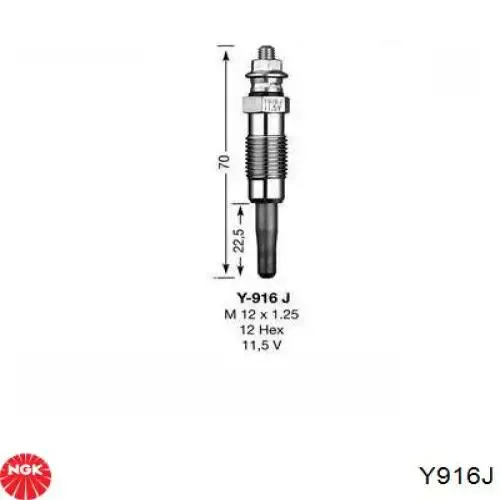 Vela de incandescência Y916J NGK