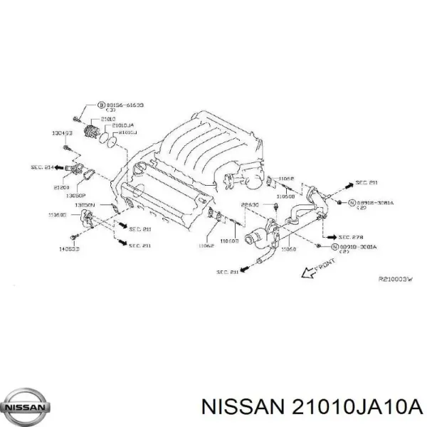Bomba de água (bomba) de esfriamento 21010JA10A Nissan/Infiniti